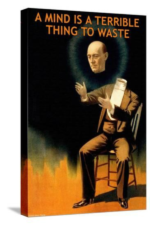a mind is a terrible thing to waste literary wall art