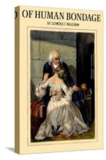 Of Human Bondage book cover art print by W. Somerset Maugham, featuring a period illustration and cream border